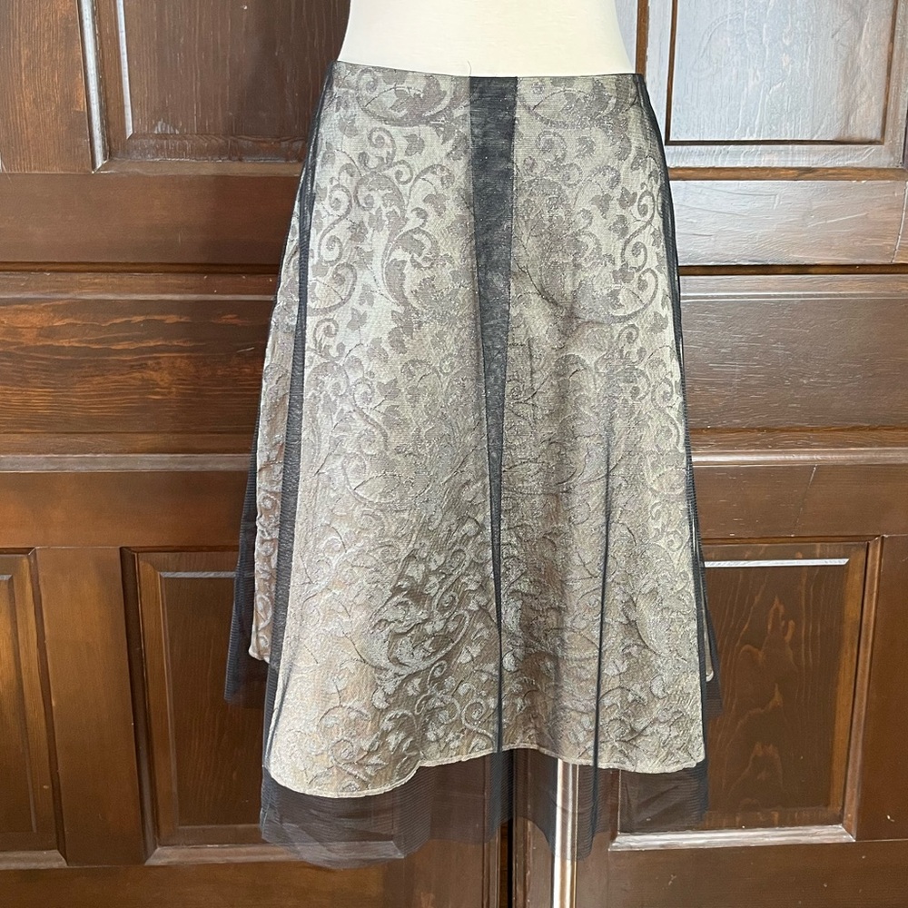 Loyandford Sz 10 Silk Metallic Overlay Skirt